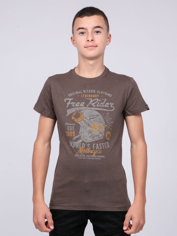 T-shirt col rond pur coton...