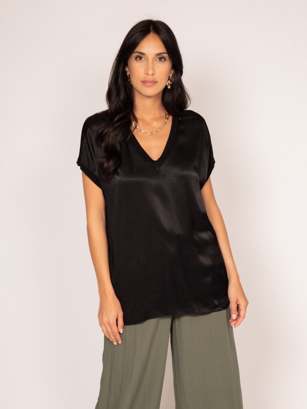 T-shirt col V satin FENTA -...