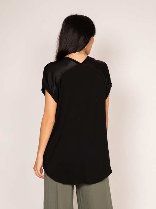 T-shirt col V satin FENTA -...