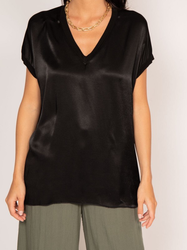 T-shirt col V satin FENTA -...