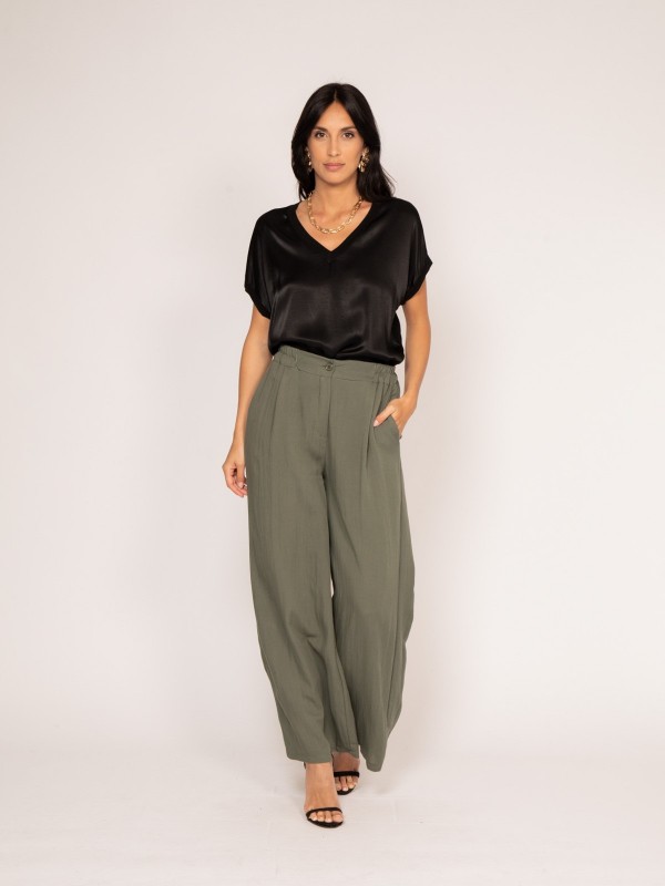 T-shirt col V satin FENTA -...