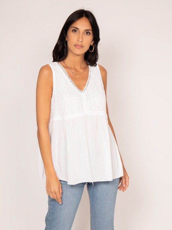 Top dentelle FLOA - Blanc