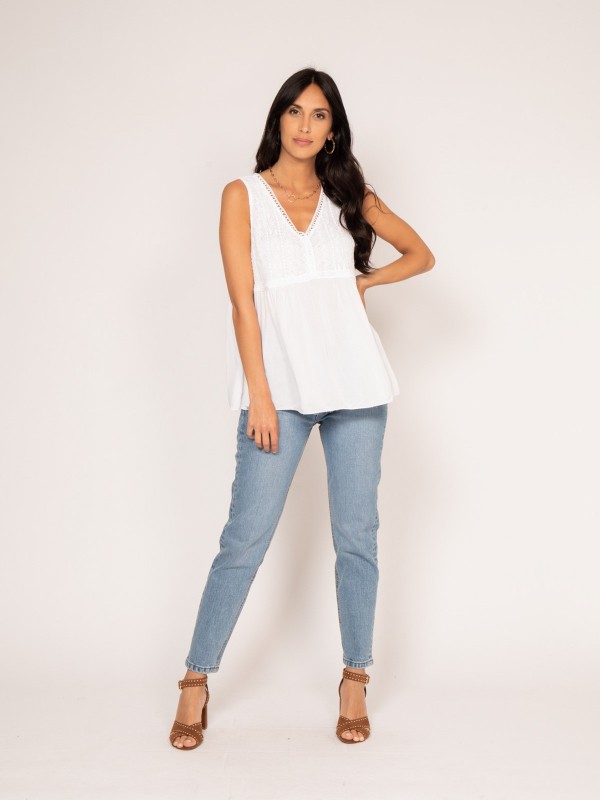 Top dentelle FLOA - Blanc