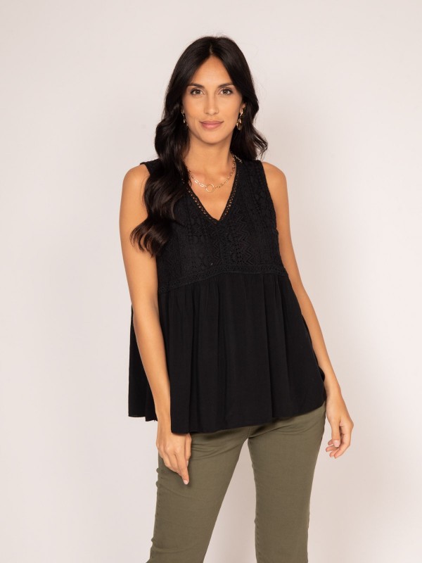 Top dentelle FLOA - Noir