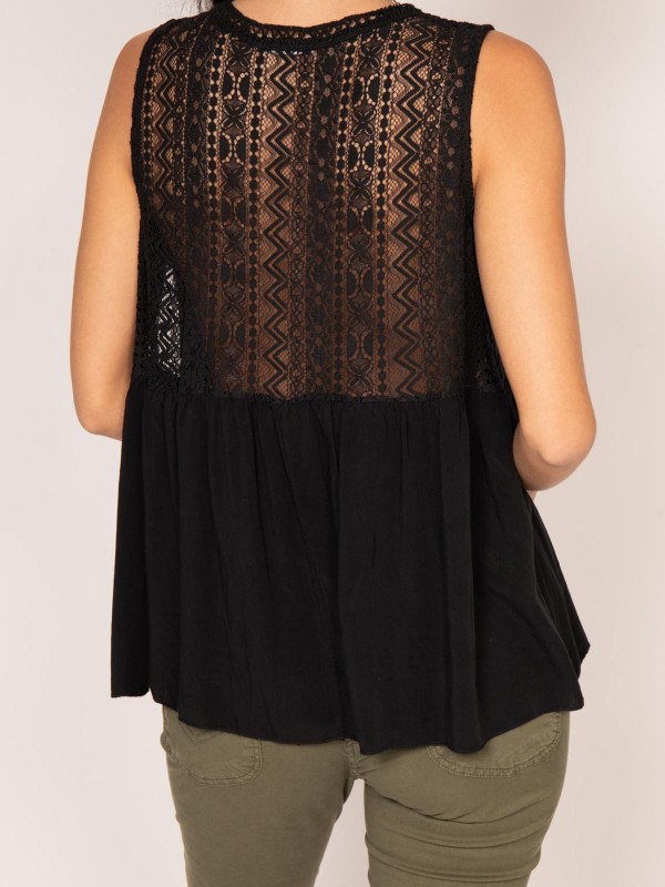 Top dentelle FLOA - Noir