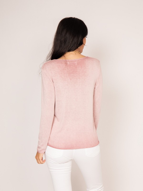 Pull fin col rond FREDO - Rose