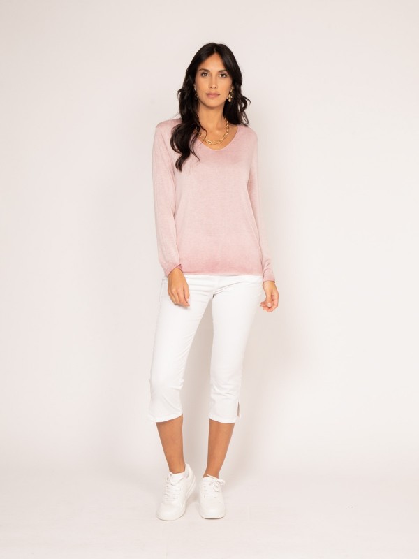 Pull fin col rond FREDO - Rose