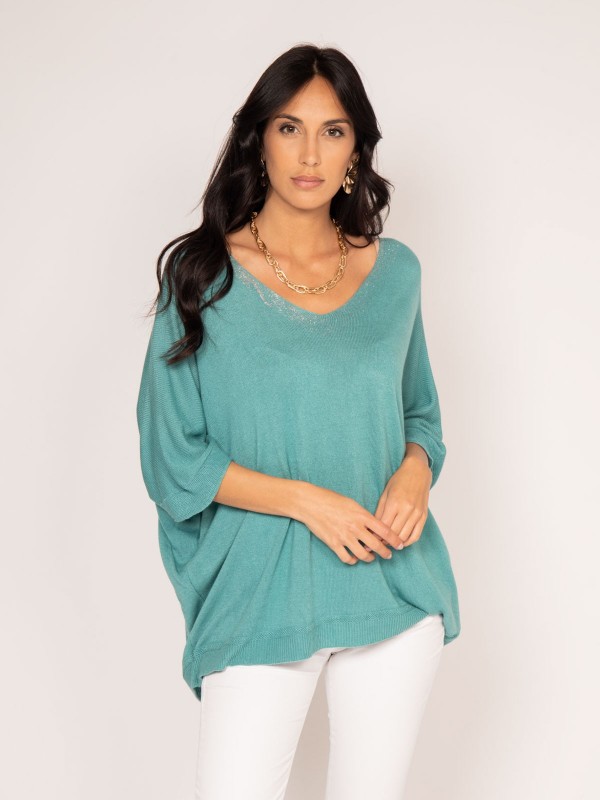 Pull fin KUSMI - Vert d'eau