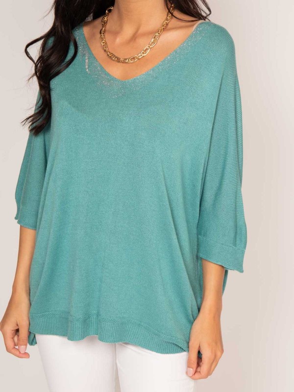 Pull fin KUSMI - Vert d'eau