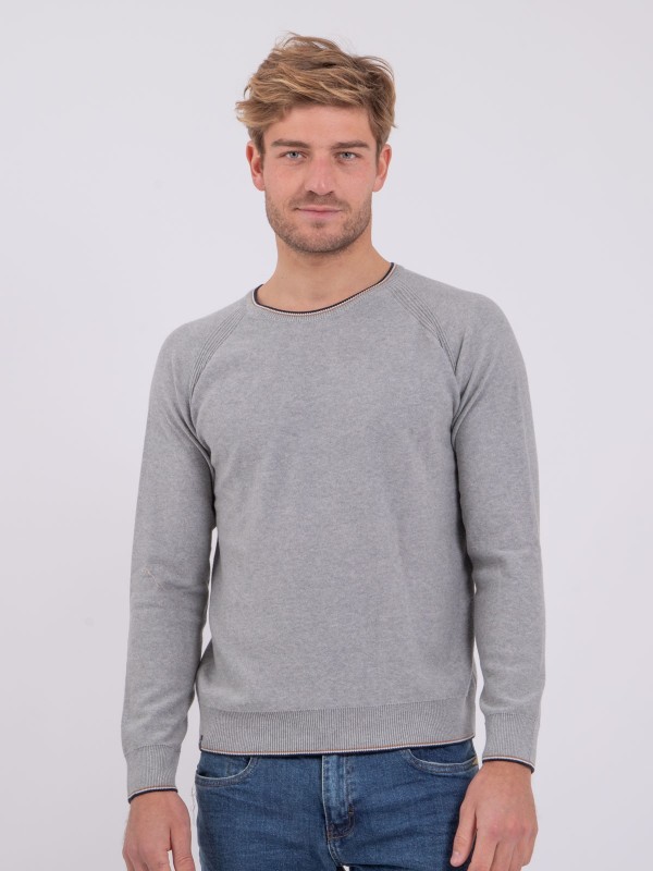 Pull col rond pur coton AMATEO
