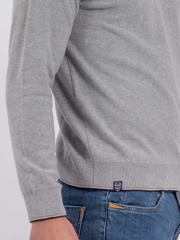 Pull col rond pur coton AMATEO