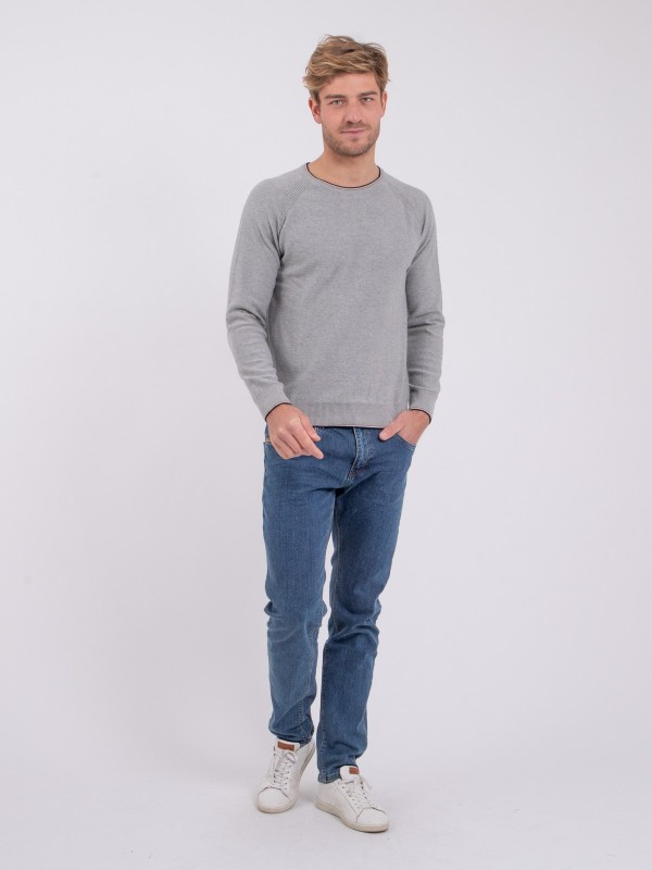 Pull col rond pur coton AMATEO