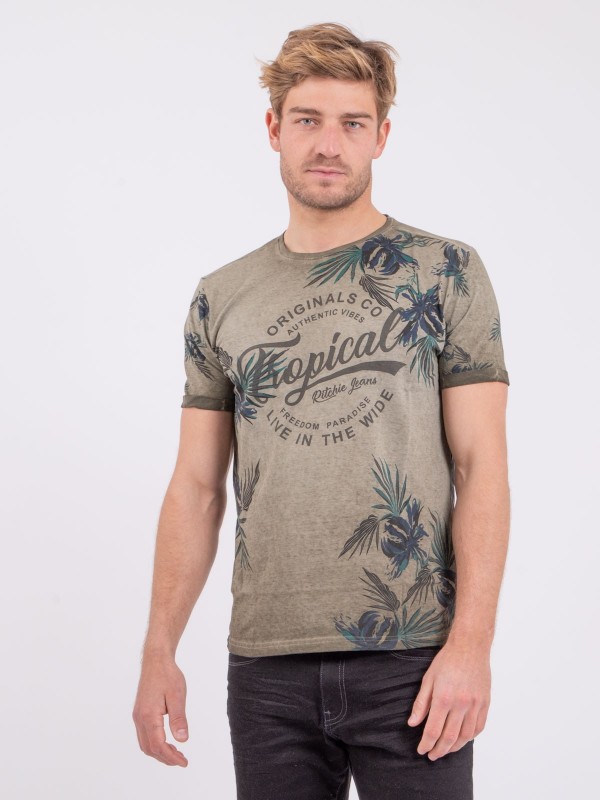 T-shirt col rond pur coton...