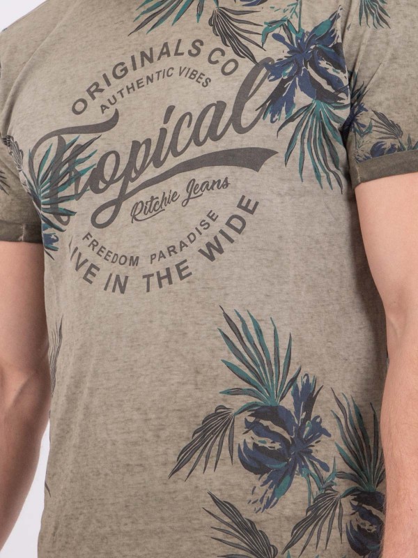 T-shirt col rond pur coton...