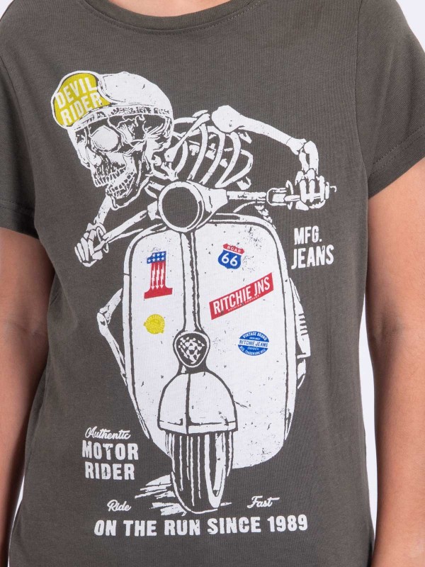 T-shirt col rond pur coton...