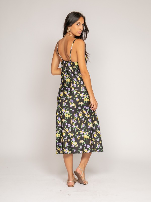 Robe midi motifs satin INZOU