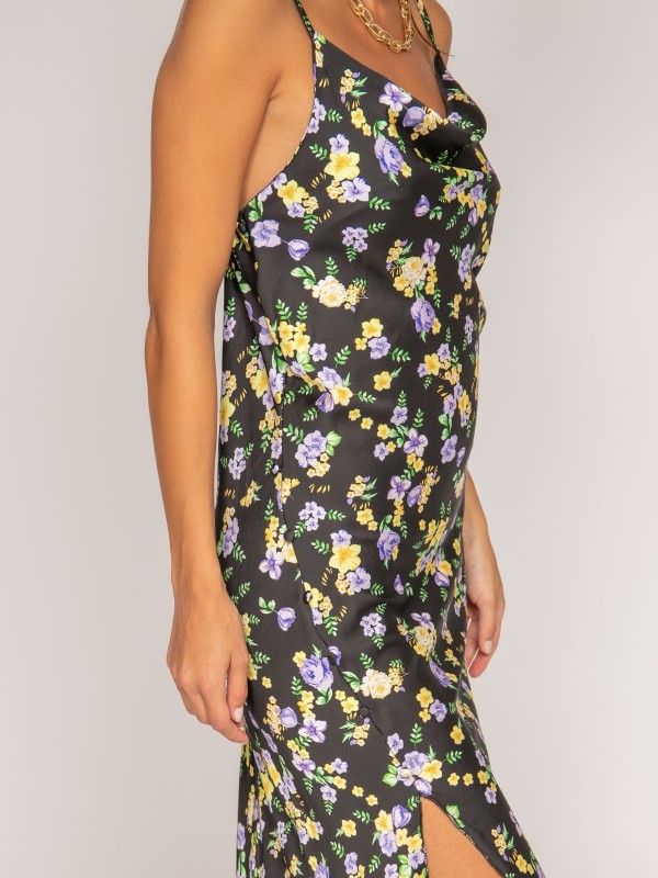 Robe midi motifs satin INZOU