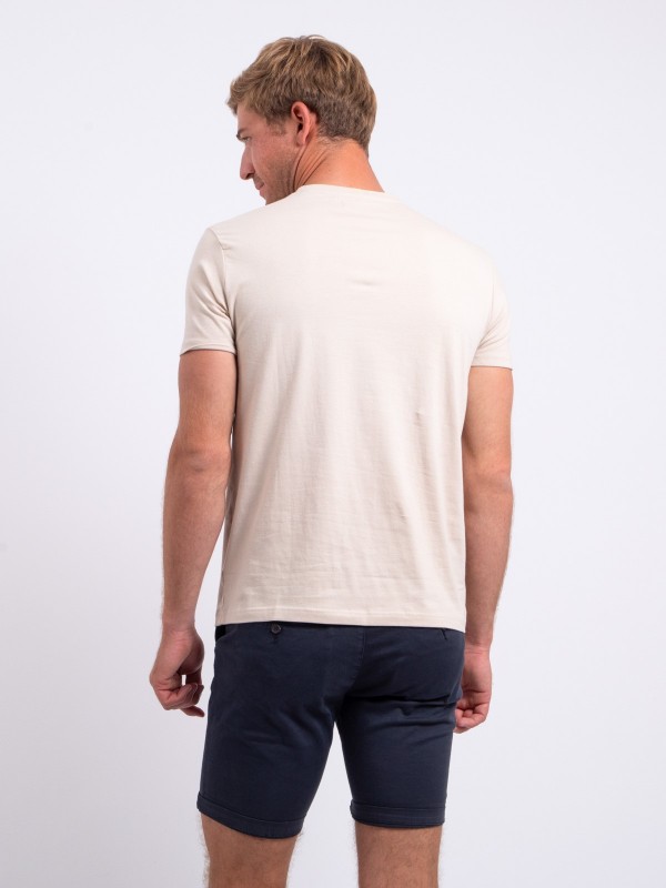 T-shirt col V pur coton...