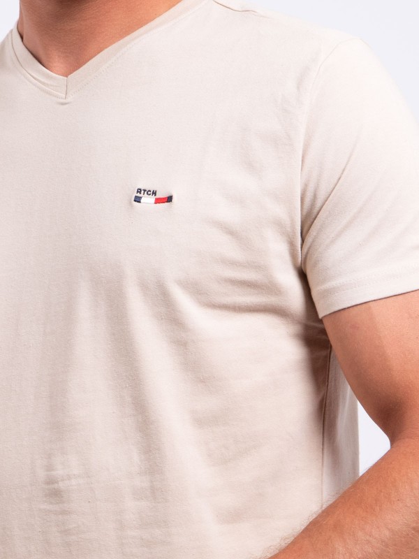 T-shirt col V pur coton...