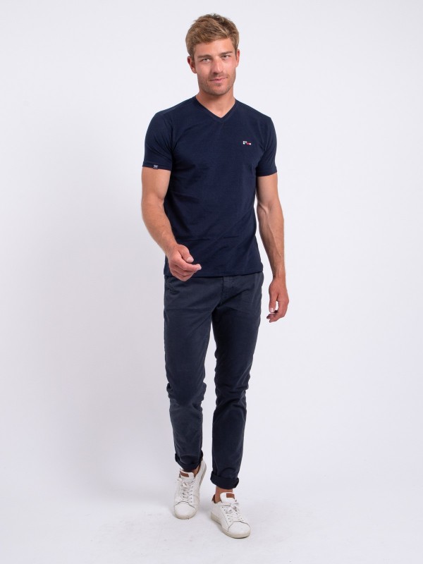 T-shirt col V pur coton...