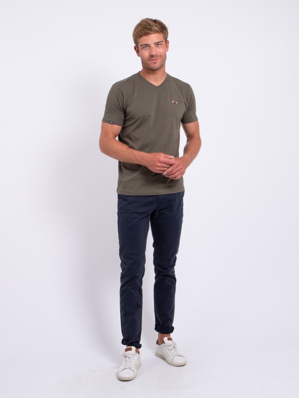 T-shirt col V pur coton...