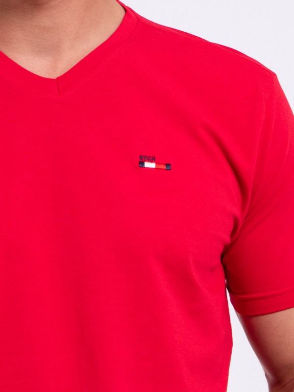 T-shirt col V pur coton...