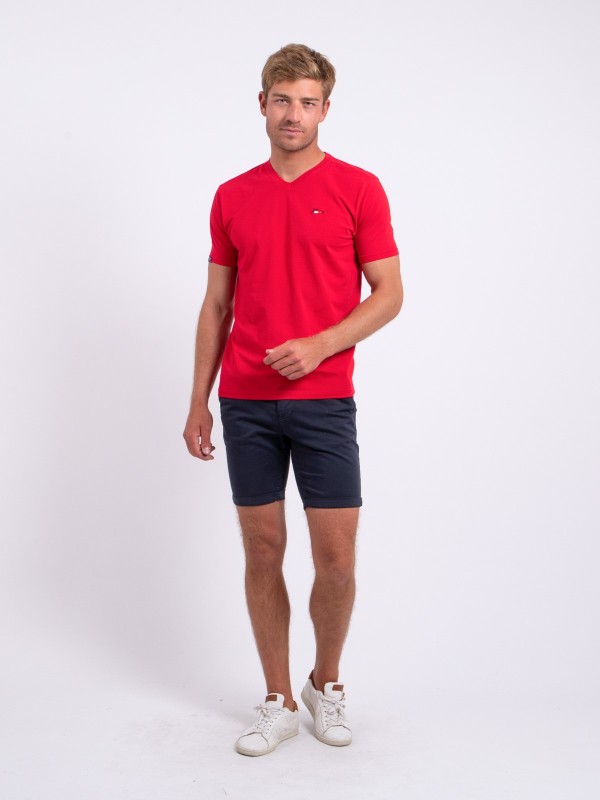 T-shirt col V pur coton...