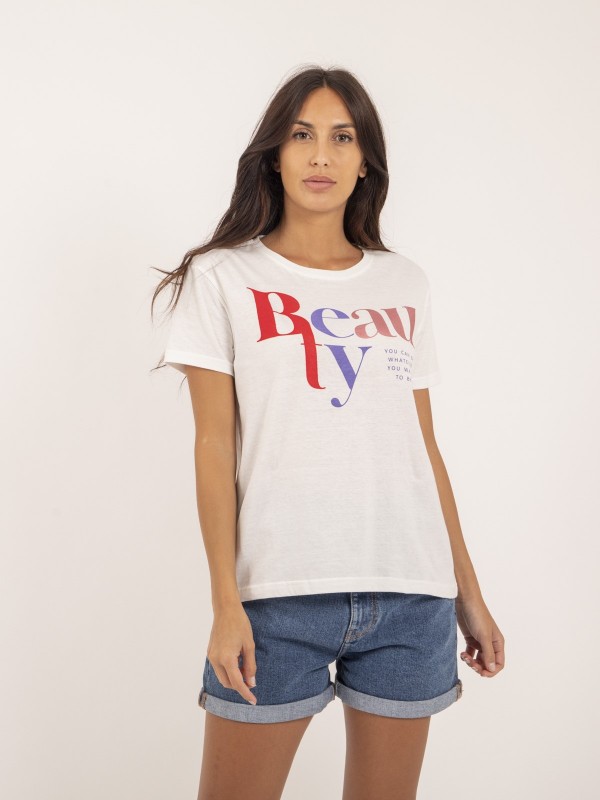 T-shirt col rond message...