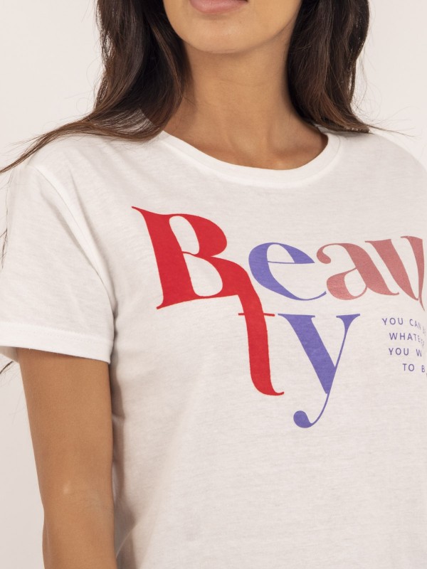 T-shirt col rond message...