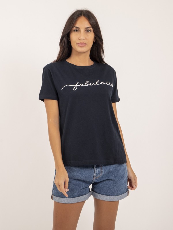 T-shirt col rond message...