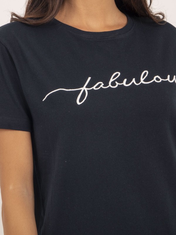 T-shirt col rond message...