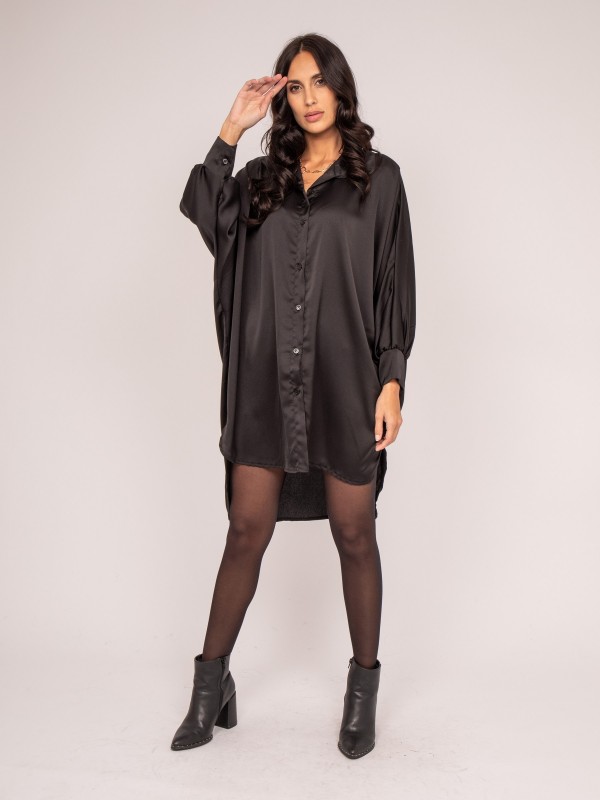 Robe chemise courte satin...