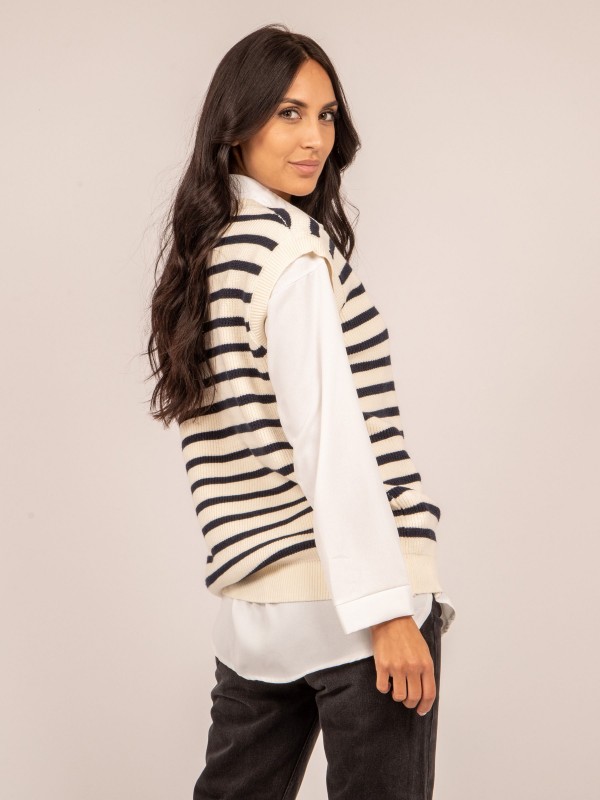 Gilet sans manches rayures...