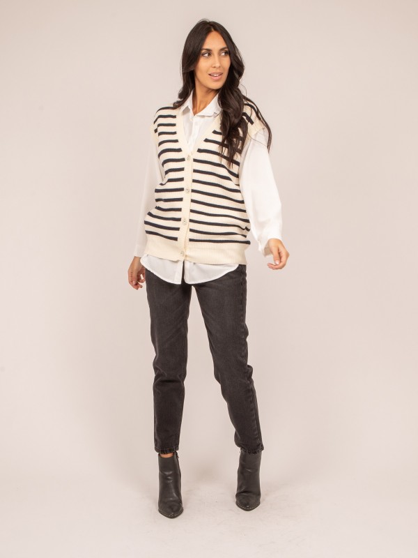 Gilet sans manches rayures...