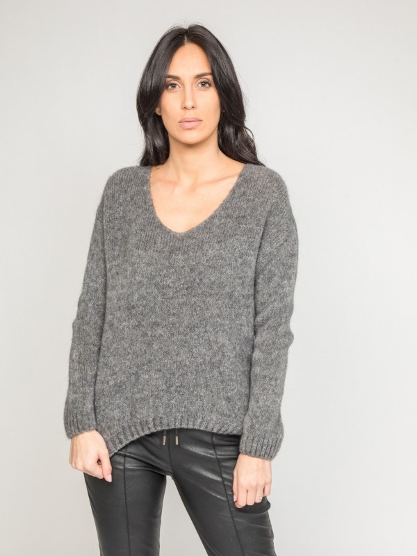 Pull col V KYO - Gris fonce