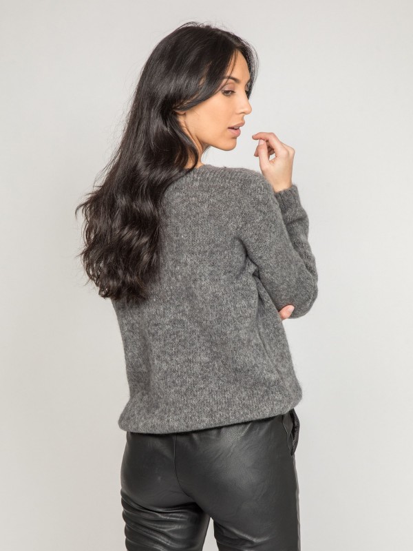 Pull col V KYO - Gris fonce