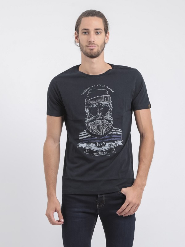 T-shirt col rond pur coton...