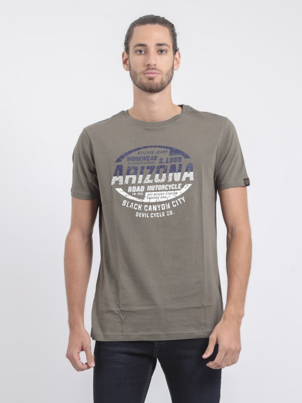 T-shirt col rond pur coton...