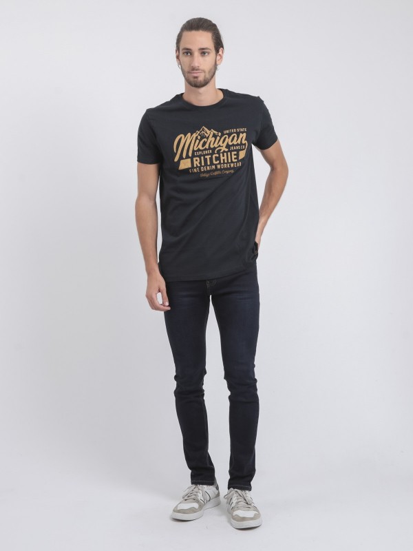 T-shirt col rond pur coton...