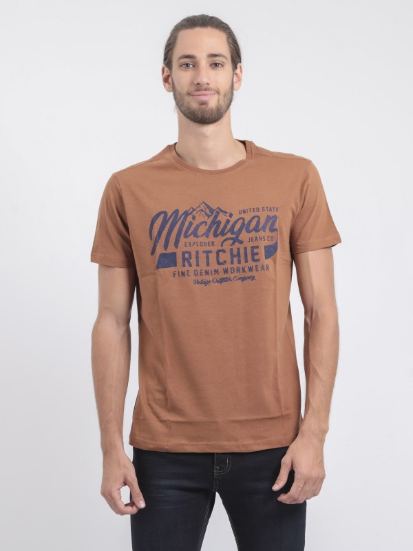 T-shirt col rond pur coton...