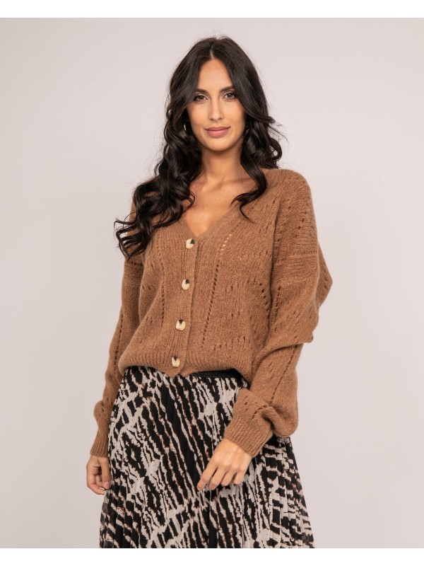 Gilet boutonné KAELLE - Camel
