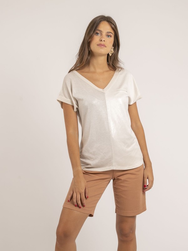 T-shirt col V bimatière FAZZY