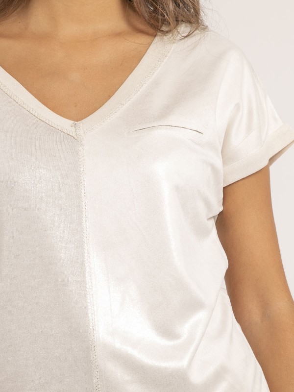 T-shirt col V bimatière FAZZY