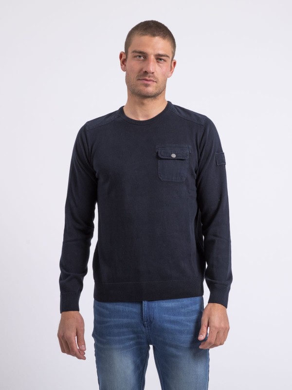 Pull fin col V coton ANTON...