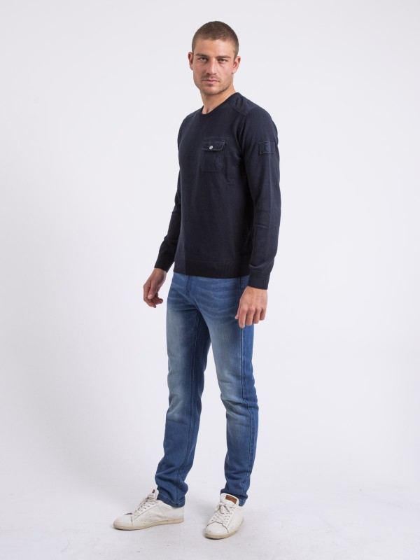 Pull fin col V coton ANTON...