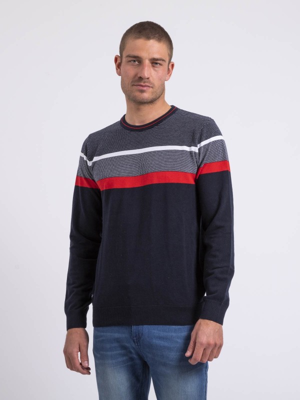 Pull fin col rond coton...