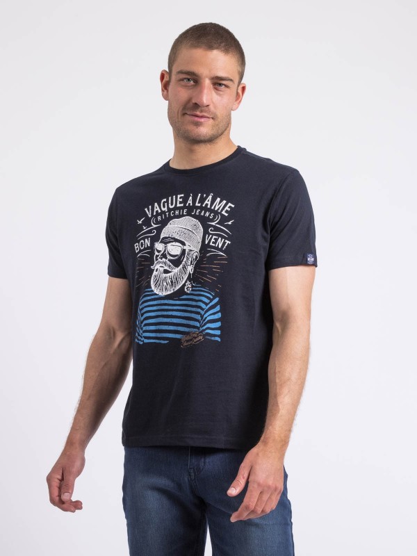 T-shirt col rond pur coton...