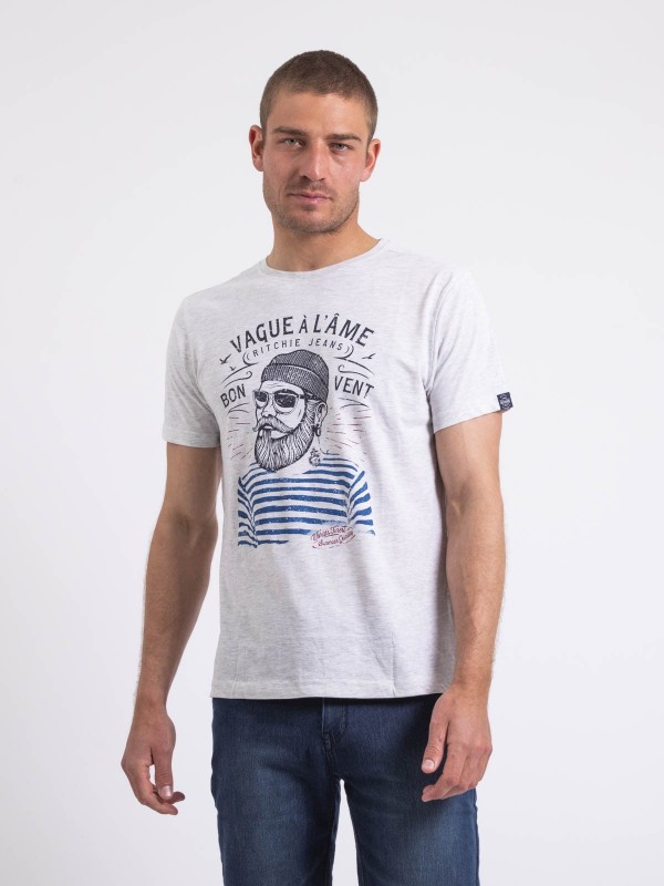 T-shirt col rond pur coton...