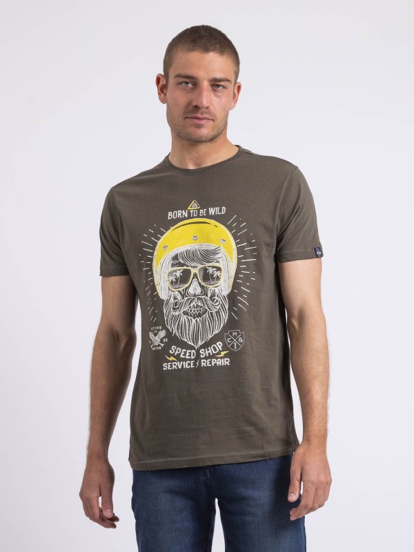 T-shirt col rond NOSHOP - Kaki