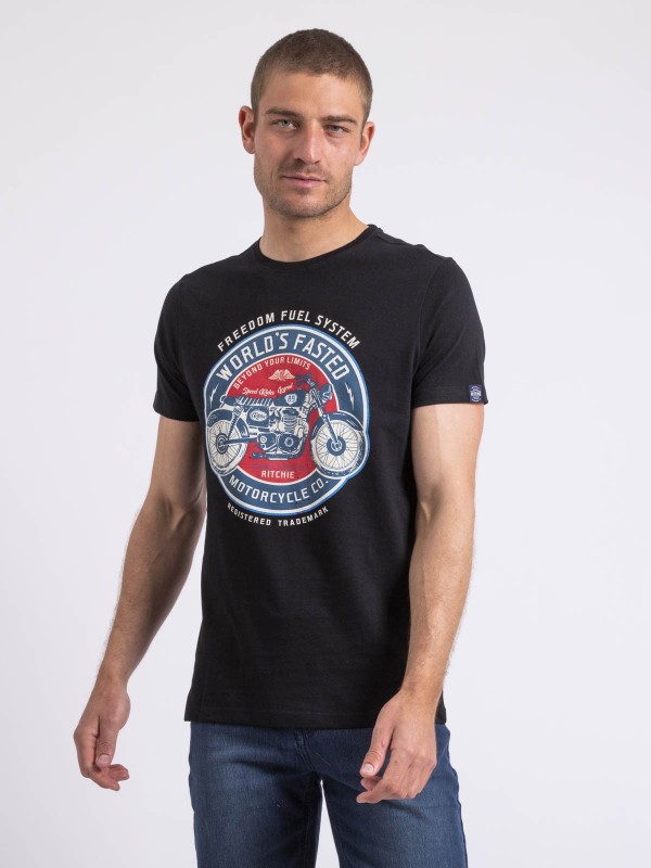 T-shirt col rond NOUCAS - Noir